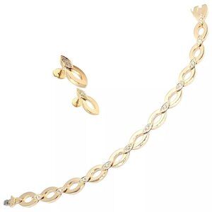 Authentic! Cartier 18K Yellow Gold Diamond Diadea Link Bracelet Earrings Set